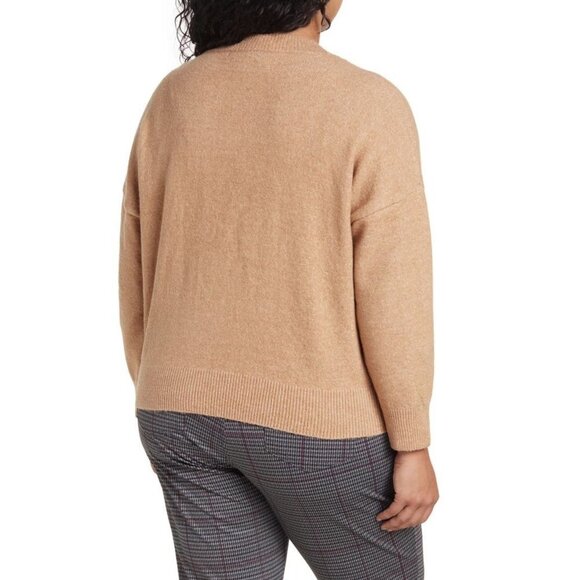 Sanctuary Womens Tan Button Front Pockets Knit Cardigan Sweater Plus Sz 1X New - Picture 2 of 8